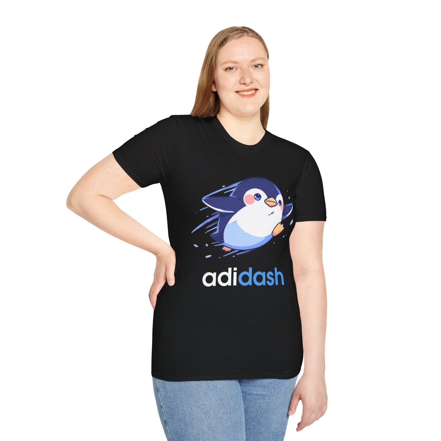Koszulka „Adidash Penguin” – uroczy, biegnący pingwin w lekkiej, codziennej odsłonie