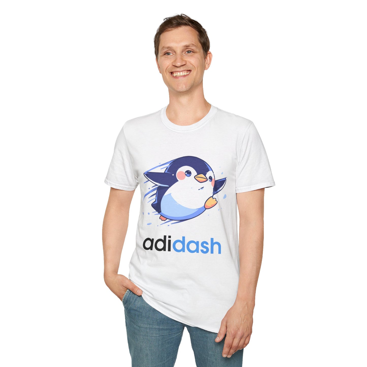 Koszulka „Adidash Penguin” – uroczy, biegnący pingwin w lekkiej, codziennej odsłonie